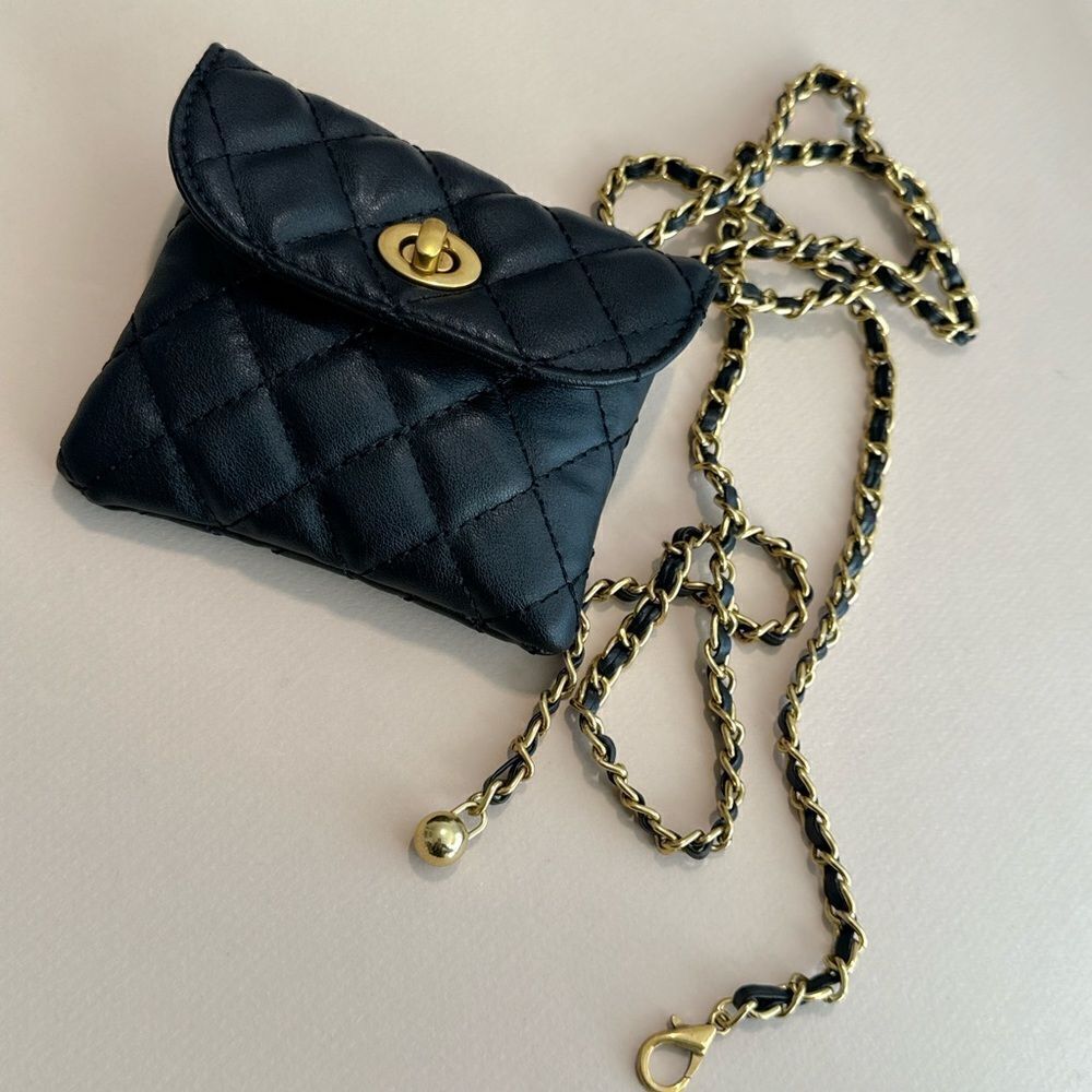 Black Quilted Chain Bag W2 - Picture 2 of 5